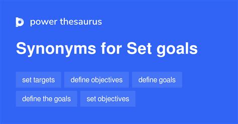 synonym for setting|synonyms for setting goals.